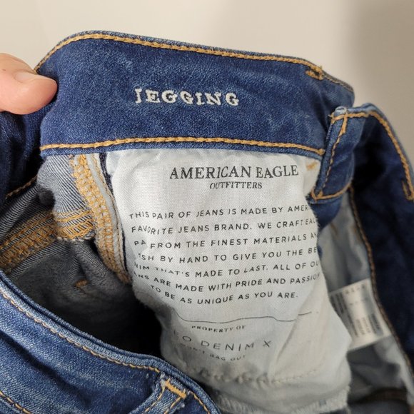 American Eagle Outfitters | Blue Mid Wash Jegging Jeans Stretch Whiskered 4 - Picture 11 of 11
